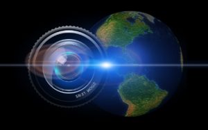 A camera lens and the earth